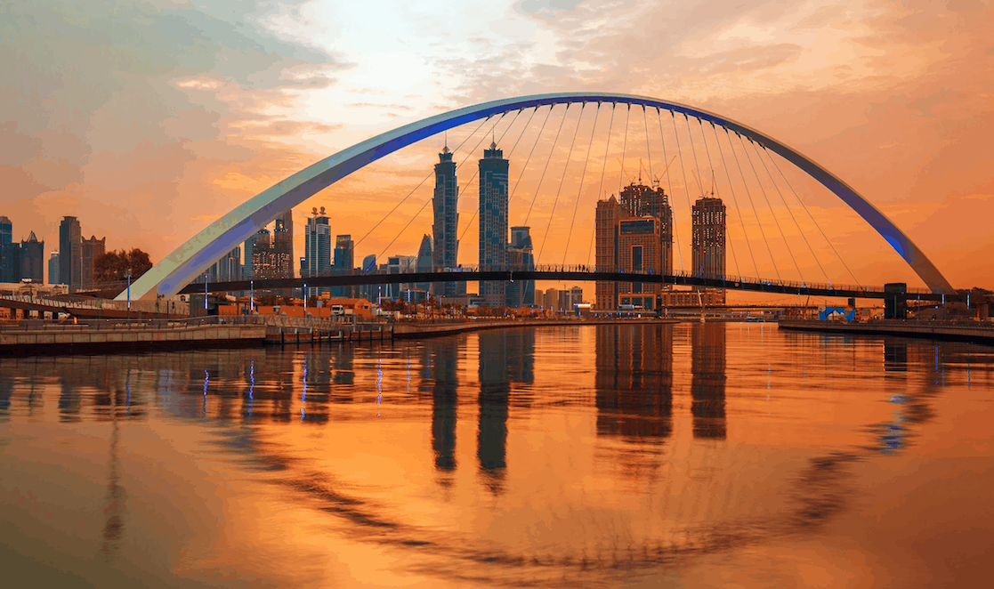 Dubai Water Canal Sunrise View