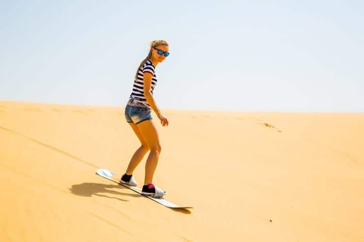 Sandboarding at Dubai Desert